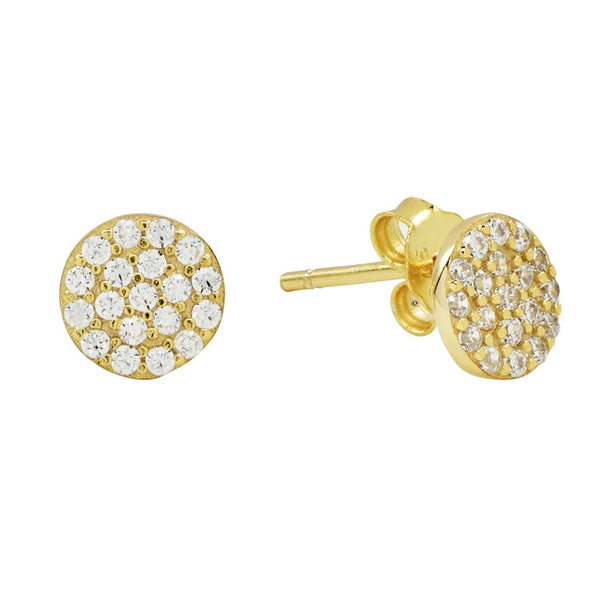 CZ Circle Pave Studs - Small / Gold - Earrings - Ofina