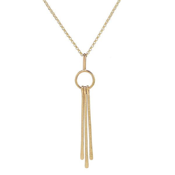 Triple Fringe Long Necklace - Gold - Necklaces - Ofina