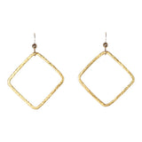 SALE - Open Square Brushed Earrings - Gold / Large - Earrings - Ofina
