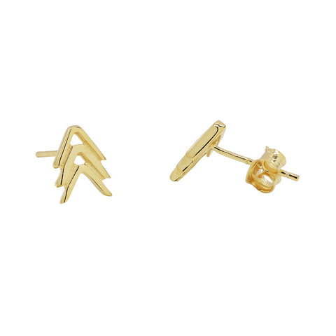 Triple Chevron Studs - Gold - Earrings - Ofina