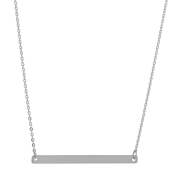 SALE - Long Thin Bar Necklace - Smooth / Silver - Necklaces - Ofina