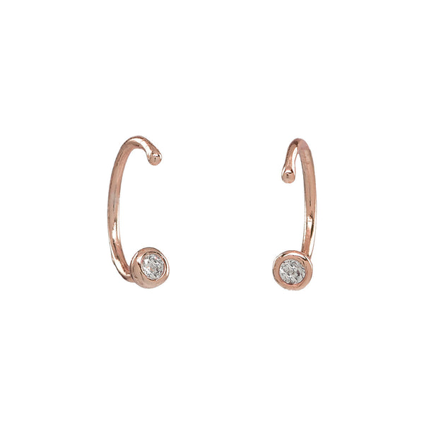 CZ Open Huggies - Rose Gold - Earrings - Ofina
