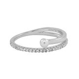 CZ Pave & Pearl Ring - Silver / 5 - Rings - Ofina