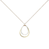 Double Brushed Teardrop Necklace - Silver Teardrop l Gold Teardrop and Chain - Necklaces - Ofina