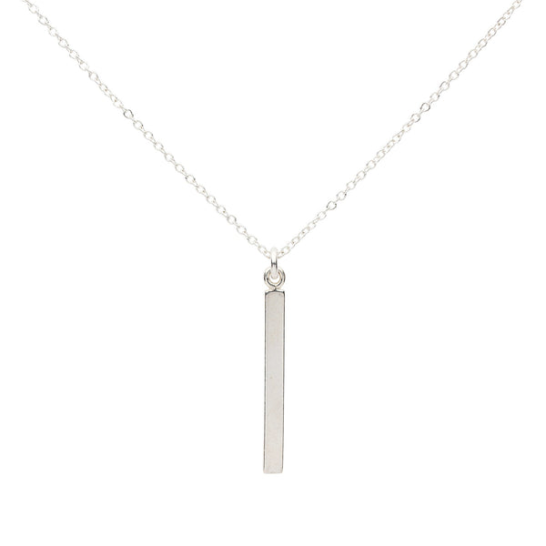 Single Bar Drop Necklace - Silver - Necklaces - Ofina