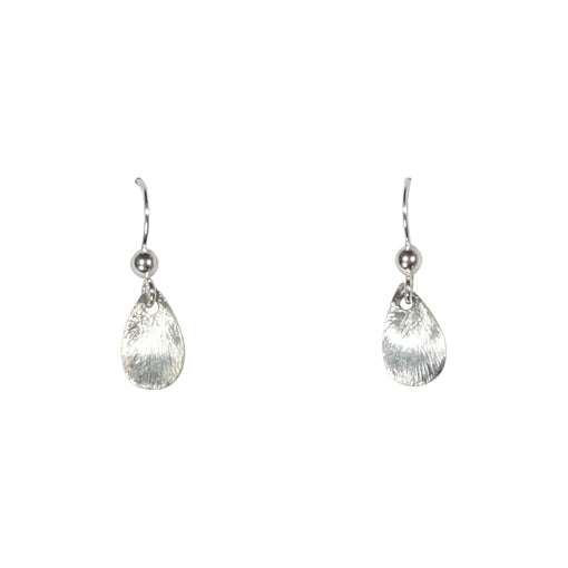 SALE - Curved Brushed Teardrop Earrings - Silver / Small - Earrings - Ofina