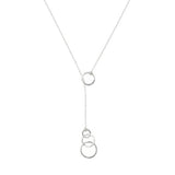 Brushed Interlock Circles Lariat - Silver - Necklaces - Ofina