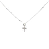 CZ Tiny Cross Necklace - Silver - Necklaces - Ofina