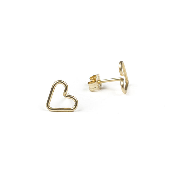 Heart Wirewrapped Studs - Gold - Earrings - Ofina
