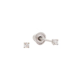 10k Solid Gold CZ Studs - White Gold / 1mm - Earrings - Ofina