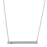 SALE - Long Thin Bar Necklace - Hammered / Silver - Necklaces - Ofina