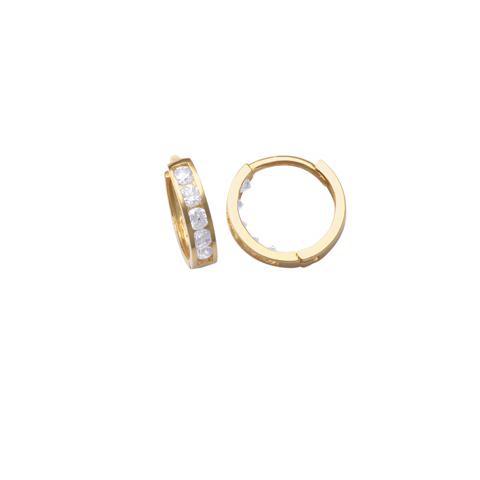 10k Solid Gold Channel CZ Huggie - Small - Sold Individually / Yellow Gold - Earrings - Ofina
