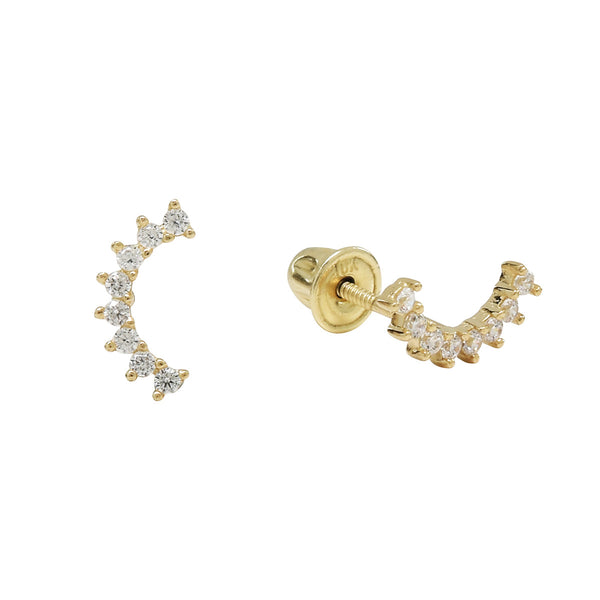 10k Solid Gold CZ Pear Crawler Studs - Yellow Gold - Earrings - Ofina