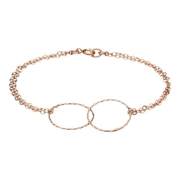 Double Diamond Cut Circles Bracelet - Rosegold - Bracelets - Ofina