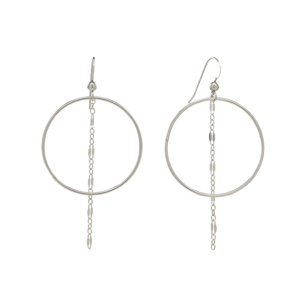 Hoop Dangle Chain Earrings - Silver - Earrings - Ofina