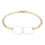 Double Diamond Cut Circles Bracelet - Silver Circles/Gold Chain - Bracelets - Ofina