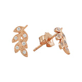 CZ Leaf Studs - Rose Gold - Earrings - Ofina