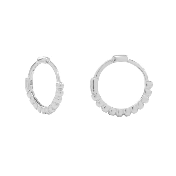 Beaded Huggies - Silver - Earrings - Ofina