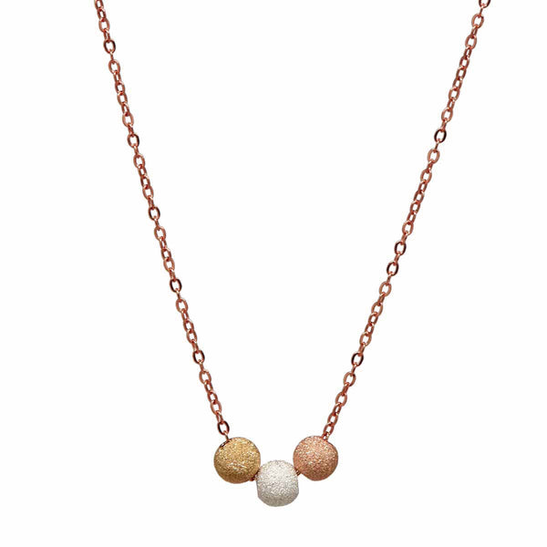 SALE - 3-Tone Stardust Ball Necklace - Rosegold - Necklaces - Ofina