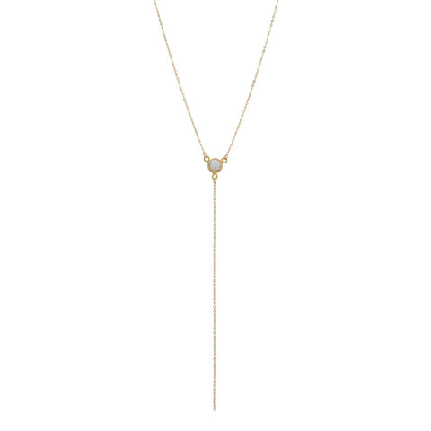 Opal Y-Drop Necklace - Gold - Necklaces - Ofina