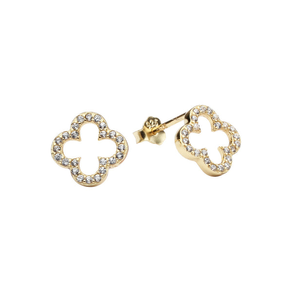 CZ Clover Studs - Gold - Earrings - Ofina