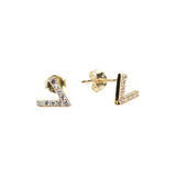 CZ Chevron Studs - Gold - Earrings - Ofina