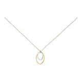 Double Brushed Marquise Necklace - Silver Pendant l Gold Chain - Necklaces - Ofina