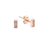CZ Tiny Bar Studs - Rose Gold - Earrings - Ofina