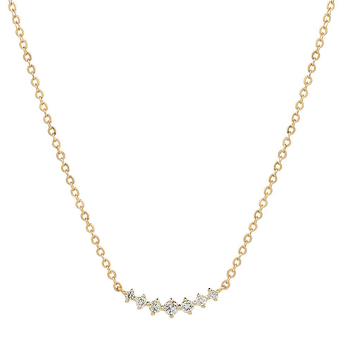 14K Curved Multi Diamond Necklace -  - Necklaces - Ofina