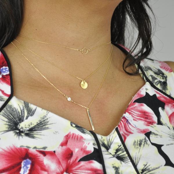 Tiny Diamond Cut Circle Necklace -  - Necklaces - Ofina