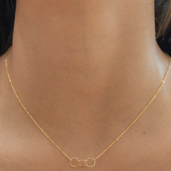 Tiny Triple Diamond Cut Circles Necklace -  - Necklaces - Ofina