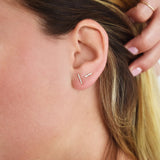 10k Solid Gold CZ Bar Studs -  - Earrings - Ofina