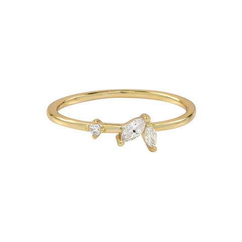 CZ Duo Marquise / Dot Ring - Gold / 5 - Rings - Ofina