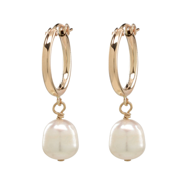 Pearl Huggie Earrings - Large - Earrings - Ofina