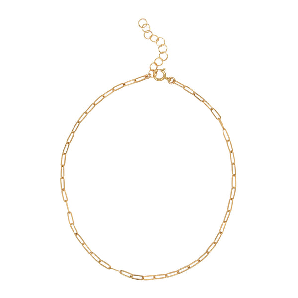Thin Oval Link Anklet - 8 Inches / Gold - Bracelets - Ofina