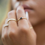10k Solid Gold Black Horizontal Baguette Ring -  - Rings - Ofina