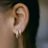 10k Solid Gold Channel CZ Huggie -  - Earrings - Ofina