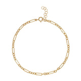 Elongated Oval & Round Link Chain Anklet - 8 inches - Bracelets - Ofina