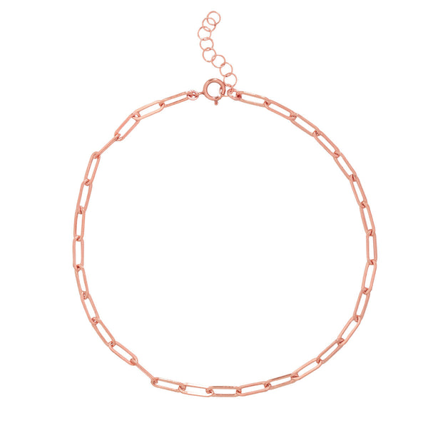 Oval Link Chain Anklet - Rose Gold / 8" - Bracelets - Ofina