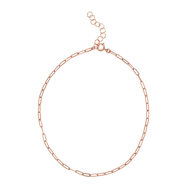 Thin Oval Link Anklet - 8 Inches / Rose Gold - Bracelets - Ofina