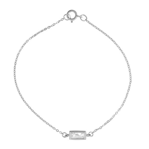 CZ Bezel Emerald Bracelet - Silver - Bracelets - Ofina