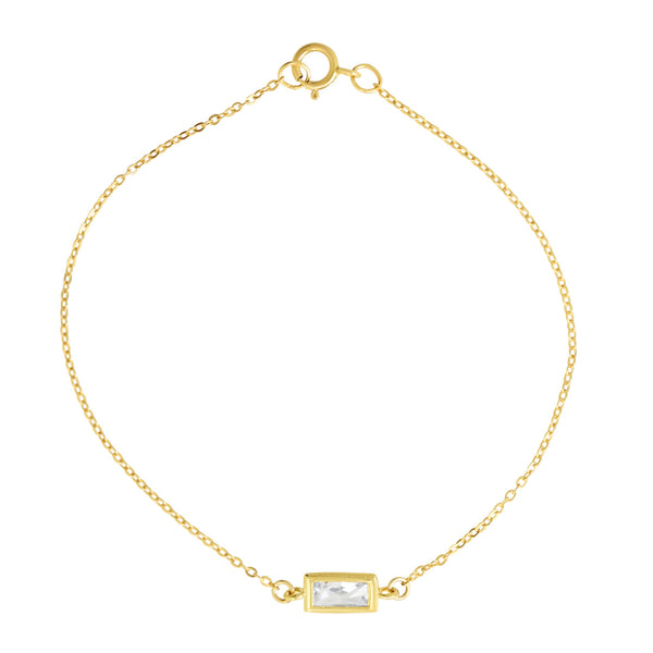 CZ Bezel Emerald Bracelet - Gold - Bracelets - Ofina