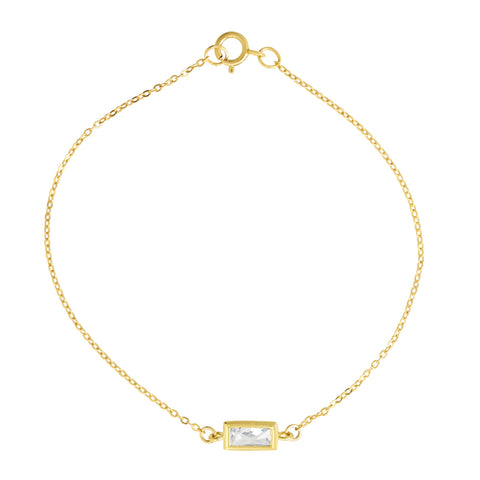CZ Bezel Emerald Bracelet - Gold - Bracelets - Ofina