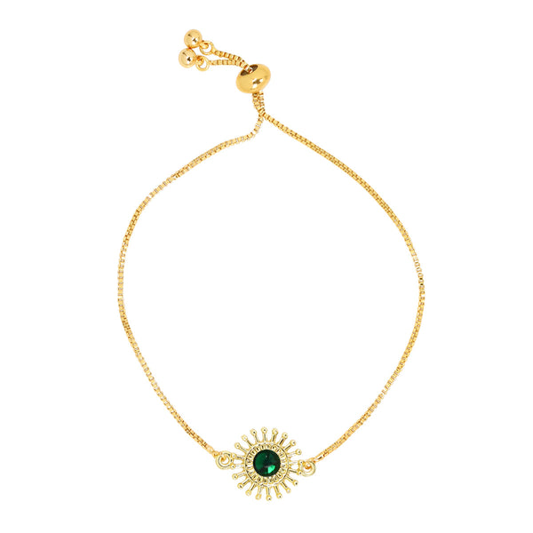 Emerald Sunflower Adjustable Bracelet -  - Bracelets - Ofina