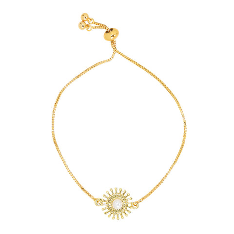 Pearl Sunflower Adjustable Bracelet -  - Bracelets - Ofina