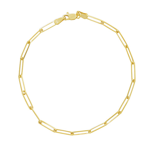 14k Solid Gold Thick Paperclip Bracelet -  - Bracelets - Ofina
