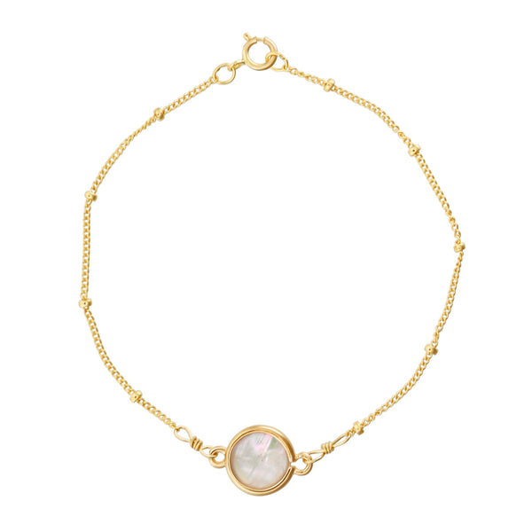 Round Mother of Pearl Ball Chain Bracelet -  - Bracelets - Ofina