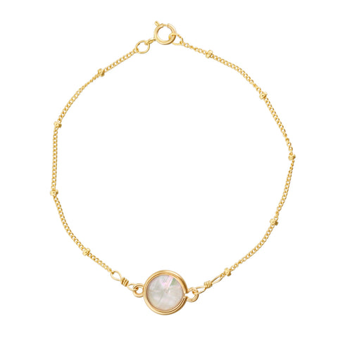 Round Mother of Pearl Ball Chain Bracelet -  - Bracelets - Ofina