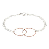 SALE - 2-Tone Double Diamond Cut Circles Bracelet - Rose Gold/ Silver - Bracelets - Ofina