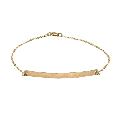 SALE - Long Thin Bar Bracelet - Hammered / Gold - Bracelets - Ofina